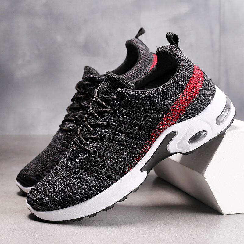 Knit Fabric Lace Up Sneakers - Men's Sneakers Knit Shoes Fashion Casual