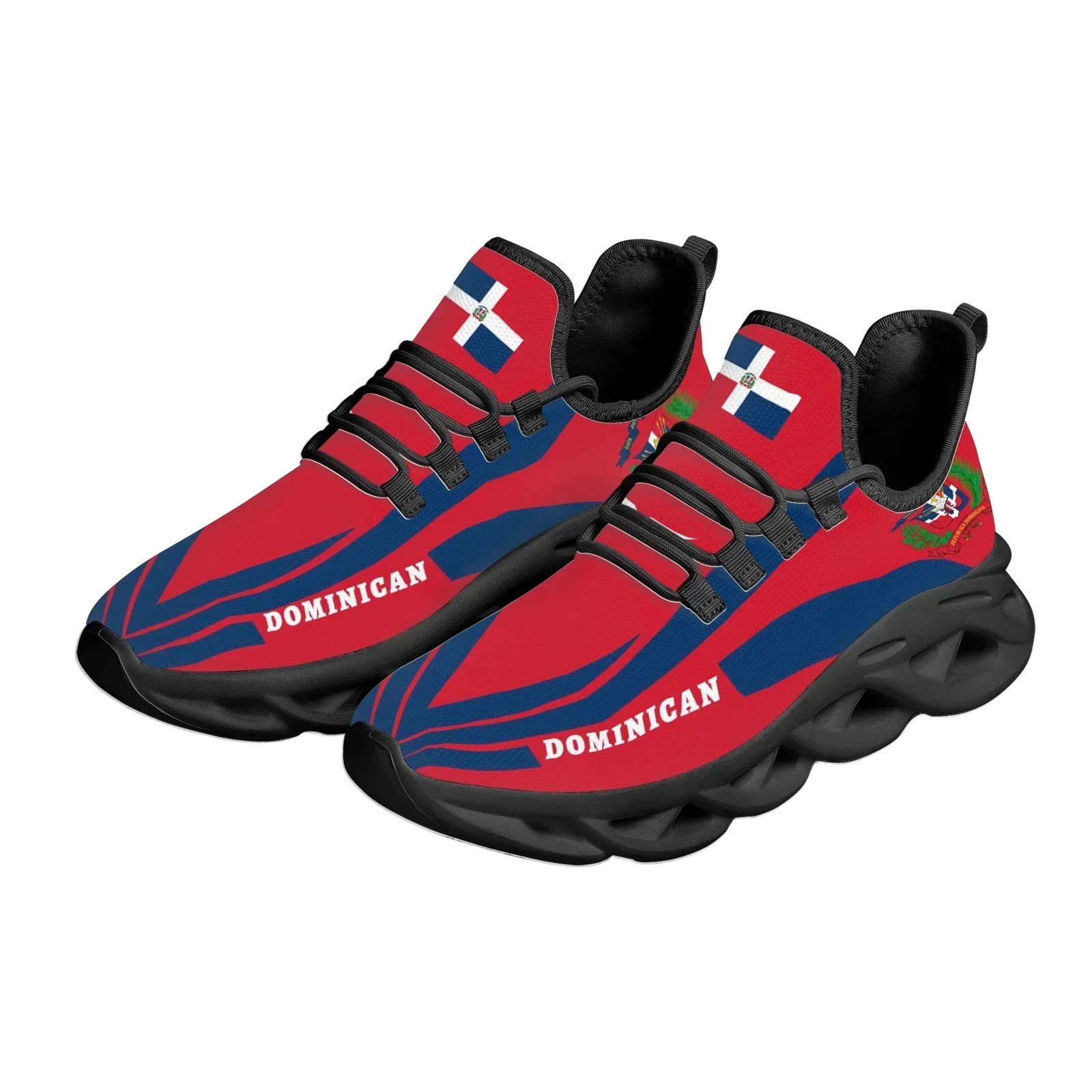 Dominican Flag National Emblem - đánh giá và giá Knit Fabric Lace Up Sneakers