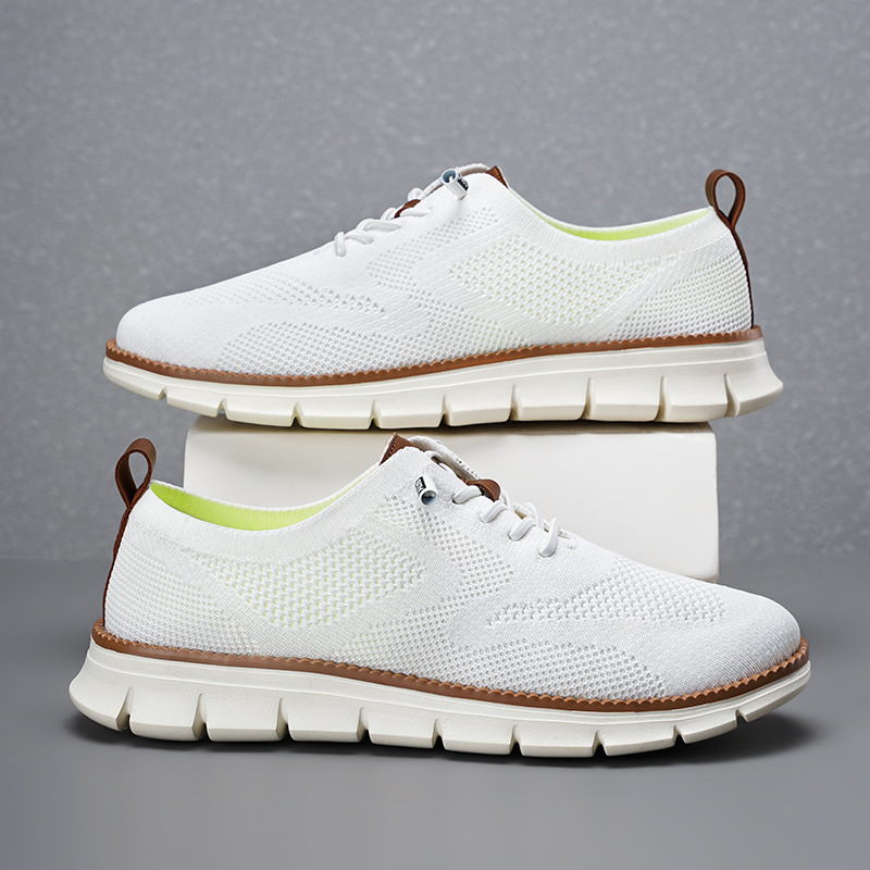 2026 New Men's Breathable Knit - đánh giá và giá Knit Fabric Lace Up Sneakers